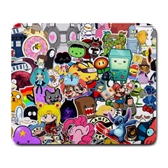 Assorted Cartoon Characters Doodle  Style Heroes Large Mousepad