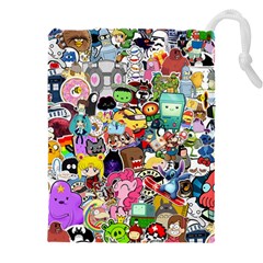 Assorted Cartoon Characters Doodle  Style Heroes Drawstring Pouch (4xl) by Jancukart