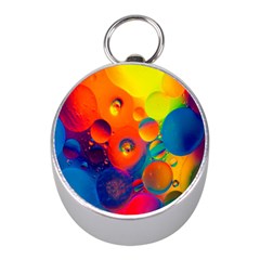 Colorfull Pattern Mini Silver Compasses