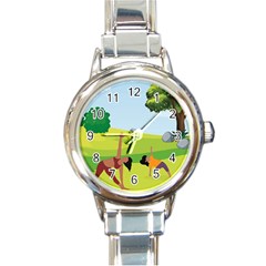 Mother And Daughter Y Round Italian Charm Watch by SymmekaDesign