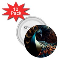 Peacock Bird Feathers Colorful Texture Abstract 1 75  Buttons (10 Pack)