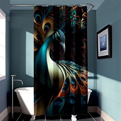 Peacock Bird Feathers Colorful Texture Abstract Shower Curtain 36  X 72  (stall)  by Pakemis