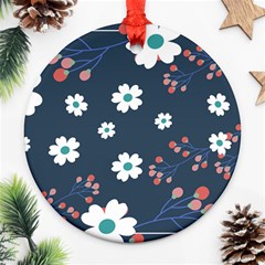 Floral Digital Background Round Ornament (two Sides)