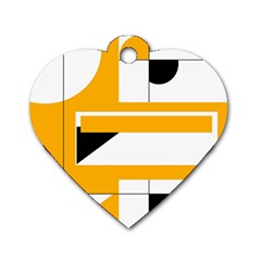 Design Pattern Yellow Background Art Dog Tag Heart (two Sides)