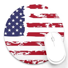 America Unite Stated Red Background Us Flags Round Mousepad