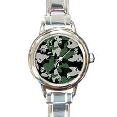 Camouflage Camo Army Soldier Pattern Military Round Italian Charm Watch