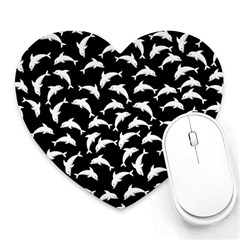 Dolphins Fish Pattern Ocean Sea Fins Aquatic Heart Mousepad