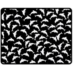 Dolphins Fish Pattern Ocean Sea Fins Aquatic One Side Fleece Blanket (medium) by Jancukart