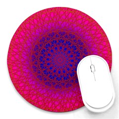 Geometric Pattern Line Art Kaleidoscope Symmetry Round Mousepad by Jancukart