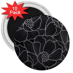 Flower Pattern Background Floral Beautiful Bloom 3  Magnets (10 Pack) 