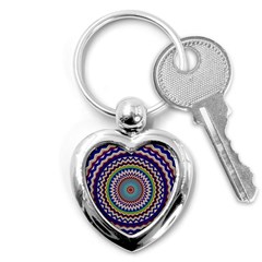 Kaleidoscope Geometric Circles Mandala Pattern Key Chain (heart)