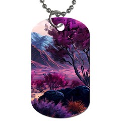 Landscape Landscape Painting Purple Purple Trees Dog Tag (two Sides)