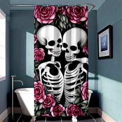 Black And White Rose Sugar Skull Shower Curtain 36  X 72  (stall)  by GardenOfOphir