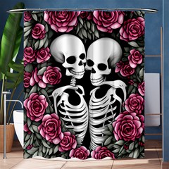 Black And White Rose Sugar Skull Shower Curtain 60  X 72  (medium)  by GardenOfOphir