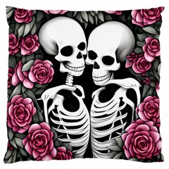 Black And White Rose Sugar Skull Large Cushion Case (two Sides) by GardenOfOphir