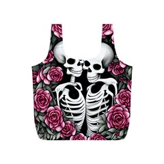 Black And White Rose Sugar Skull Full Print Recycle Bag (s) by GardenOfOphir