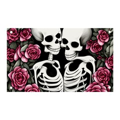 Black And White Rose Sugar Skull Banner And Sign 5  X 3  by GardenOfOphir