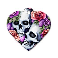 Floral Skeletons Dog Tag Heart (one Side) by GardenOfOphir