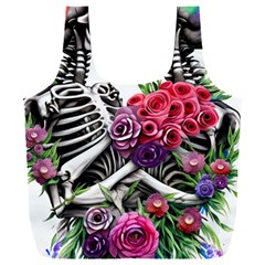 Gothic Floral Skeletons Full Print Recycle Bag (xxxl) by GardenOfOphir