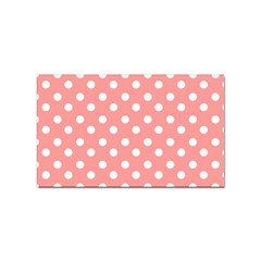 Coral And White Polka Dots Sticker (rectangular) by GardenOfOphir