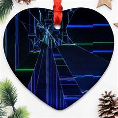 Screen Glitch Broken  Crack  Fracture  Glass Pattern Heart Ornament (two Sides) by Sapixe