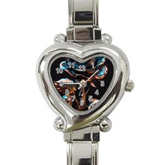 Gold Flower Rose Metal Rose Heart Italian Charm Watch by Ravend