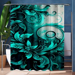 Turquoise Flower Background Shower Curtain 60  X 72  (medium)  by artworkshop