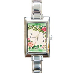 Watercolor Flower Rectangle Italian Charm Watch by artworkshop
