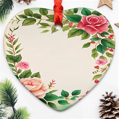 Watercolor Flower Heart Ornament (two Sides) by artworkshop