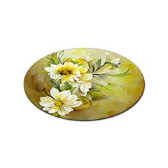 Watercolor Yellow And-white Flower Background Sticker Oval (10 Pack) by artworkshop