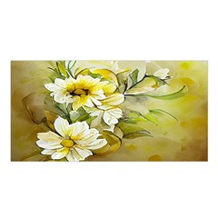 Watercolor Yellow And-white Flower Background Satin Shawl 45  X 80  by artworkshop