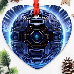 Ai Generated Digital Technology Computer Internet Heart Ornament (two Sides) by Ravend