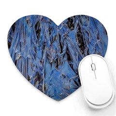 Blue Abstract Texture Print Heart Mousepad