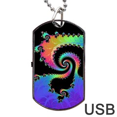 Fractal Spiral Vortex Swirl Whirlpool Math Dog Tag Usb Flash (two Sides) by Ravend