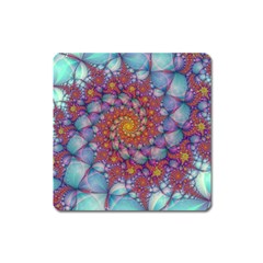 Fractals Abstract Art Cyan Spiral Vortex Pattern Square Magnet