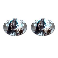 Ai Generated Viking God Fantasy Dog Norse Man Cufflinks (oval) by danenraven