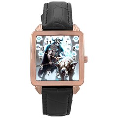 Ai Generated Viking God Fantasy Dog Norse Man Rose Gold Leather Watch  by danenraven