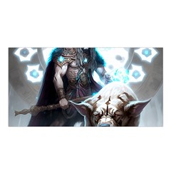 Ai Generated Viking God Fantasy Dog Norse Man Satin Shawl 45  X 80 