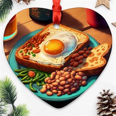 Ai Generated Breakfast Egg Beans Toast Plate Ornament (heart) by danenraven