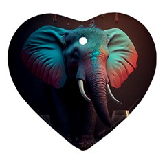 Ai Generated Elephant Tusks Trunk Wildlife Africa Ornament (heart) by danenraven