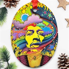 Psychedelic Rock Jimi Hendrix Ornament (oval) by Jancukart