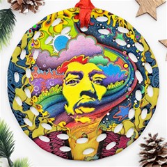 Psychedelic Rock Jimi Hendrix Ornament (round Filigree) by Jancukart