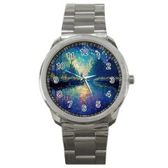 Oil Painting Night Scenery Fantasy Sport Metal Watch