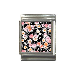 Boho Black Pink Flowers Watercolor Vi Italian Charm (13mm) by GardenOfOphir