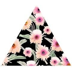 Watercolor Vintage Retro Floral Wooden Puzzle Triangle