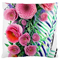 Adorned Watercolor Flowers Large Cushion Case (two Sides) by GardenOfOphir