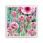 Cute watercolor flowers and foliage Memory Card Reader (Square) Front