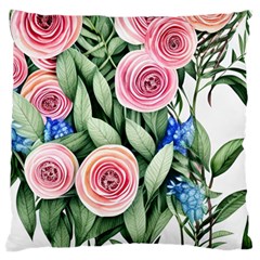 County Charm – Watercolor Flowers Botanical Standard Premium Plush Fleece Cushion Case (one Side) by GardenOfOphir