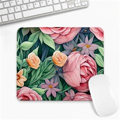 Darling And Dazzling Watercolor Flowers Large Mousepad by GardenOfOphir