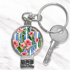 Chic Watercolor Flowers Nail Clippers Key Chain